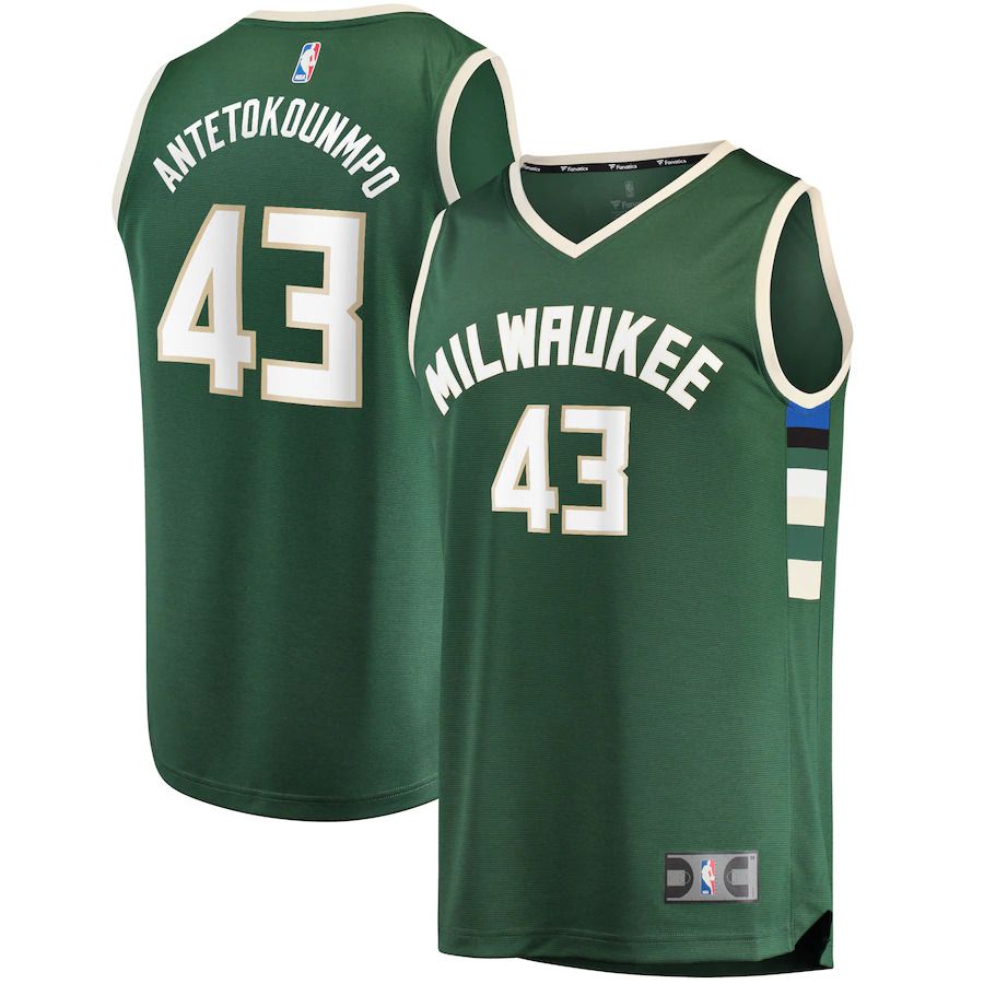 Men Milwaukee Bucks #43 Thanasis Antetokounmpo Fanatics Branded Hunter Green Fast Break Replica Player NBA Jersey